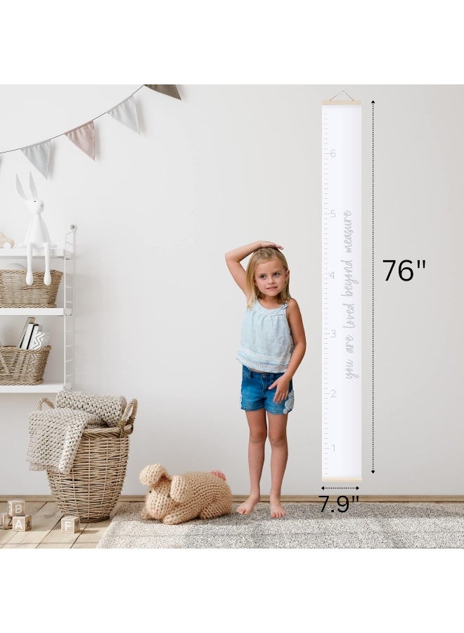 Morxy Canvas Growth Chart for Kids - Unisex Kids Room Wall Decor - Measuring Height Chart- Wall Tape with Height Chart for Kids (Canvas, Loved Beyond Measure- White) - Image 4